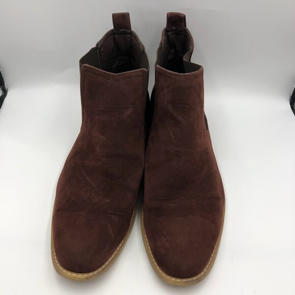 Pheroni Men's Maroon Faux Suede Leather Ankle Boots Calvin Size 13 Slip On - Picture 5 of 15